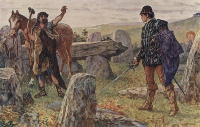 Tressilian se leva avec son épée à la main, courut autour du fourré et confronta un homme en tablier de maréchal-ferrant - Henry Justice Ford